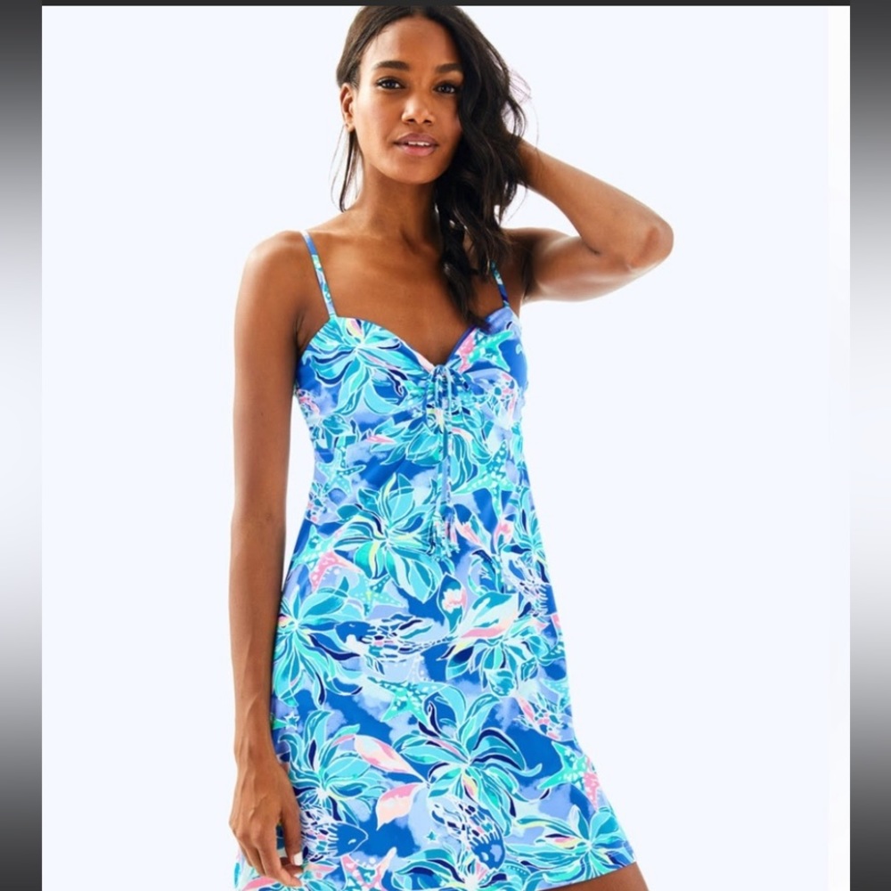 NWT Lilly Pulitzer Bennet Blue Margarete Swim Dress Small S Celestial Seas Beach